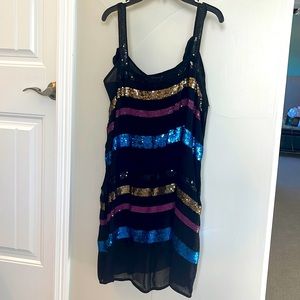 Intimately Free People dress. 2 piece, black slip with sequin slip dress. Size S
